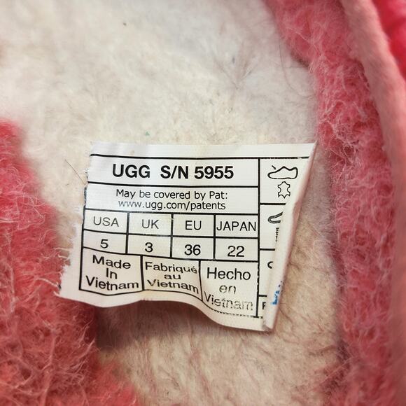 Ugg Tasman Slipper Pink Glow Suede Slip On Mule Women Size 5 Shearling Lined - Picture 5 of 9